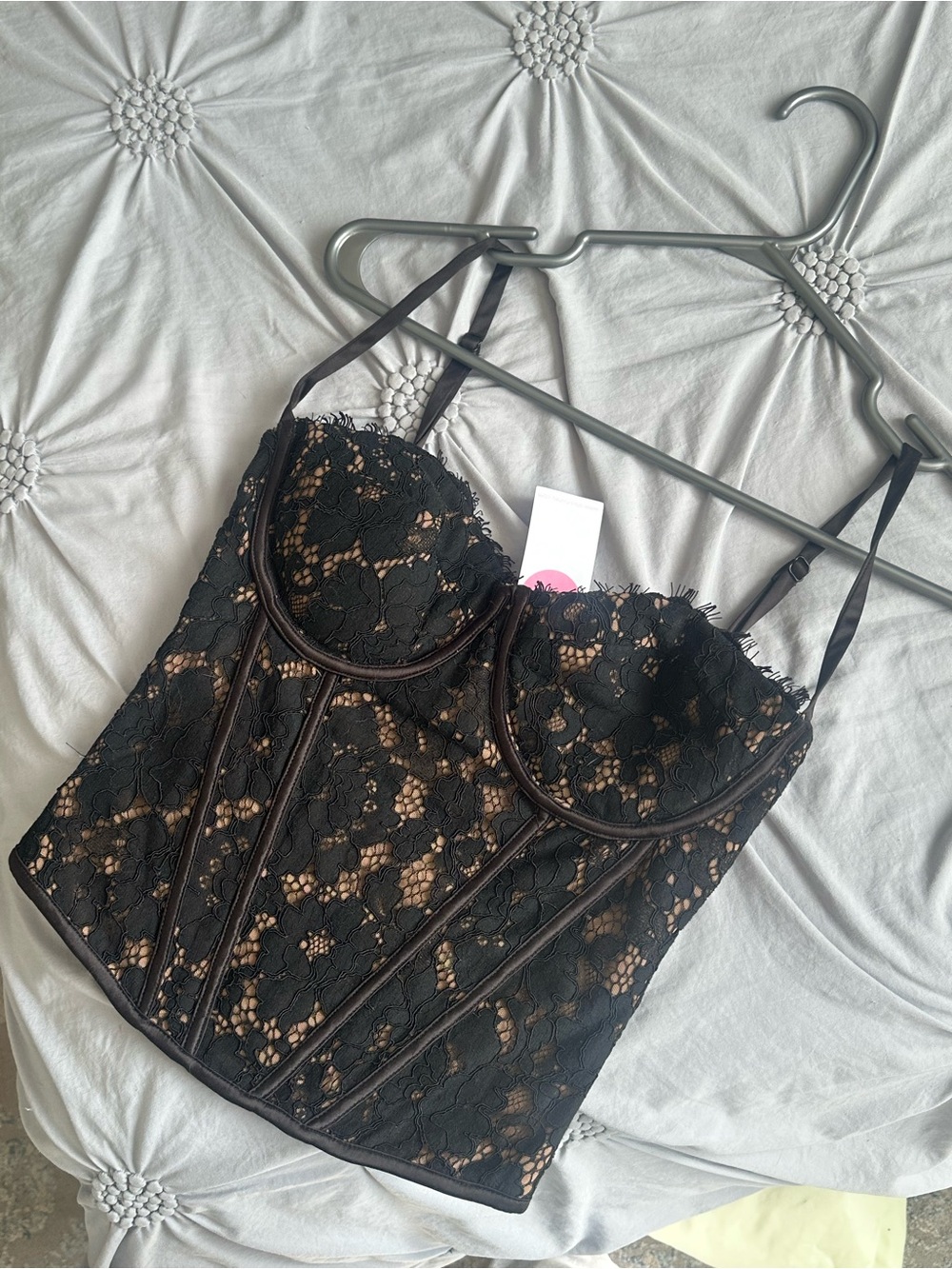 Black Lace Bustier Corset Crop Top Honey